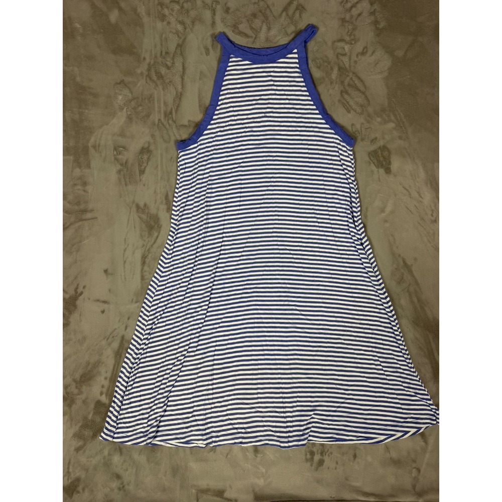 Old Navy Womens XS Blue White Striped Sleeveless Halter Neck Swing Dress